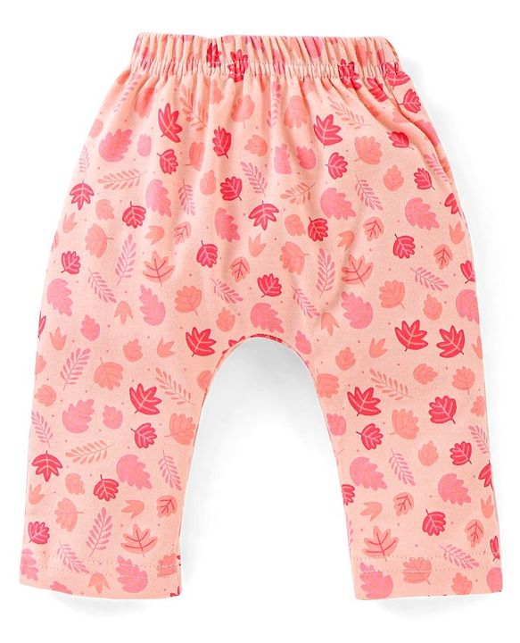 Babyhug Cotton Diaper Pants Striped & Printed Pack of 3 - Peach Blue & Pink