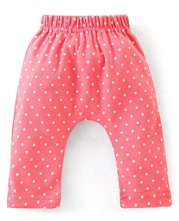 Babyhug Cotton Full Length Diaper Pants Dot & Floral Print Pack of 3- Blue Pink & White