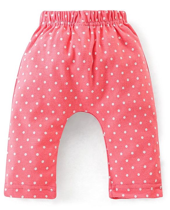 Babyhug Cotton Full Length Diaper Pants Dot & Floral Print Pack of 3- Blue Pink & White