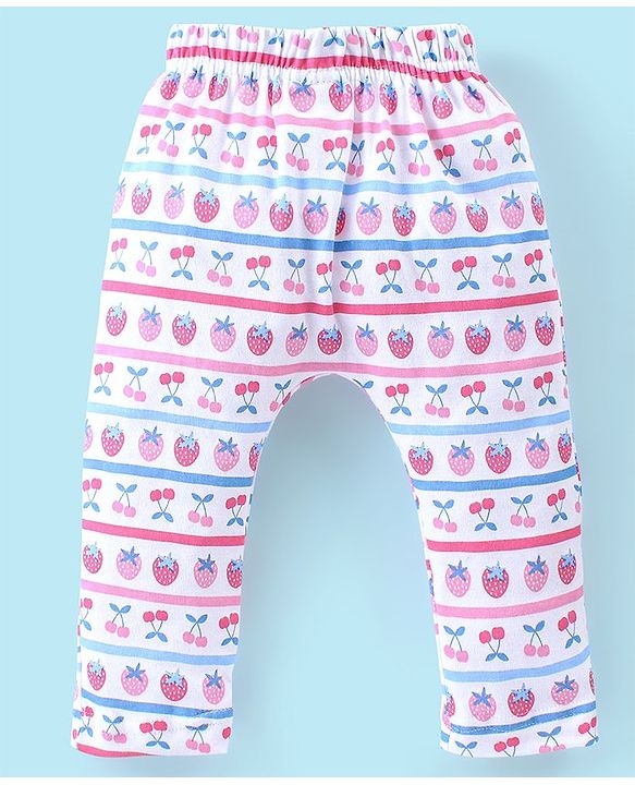 Babyhug Cotton Knee Length Diaper Pants Checks & Floral Print Pack of 3- Blue Pink & White