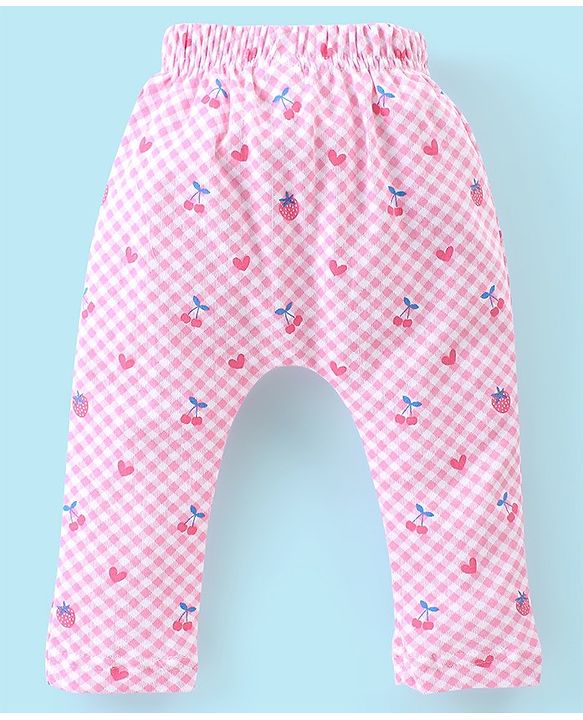 Babyhug Cotton Knee Length Diaper Pants Checks & Floral Print Pack of 3- Blue Pink & White