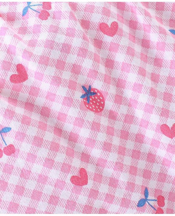 Babyhug Cotton Knee Length Diaper Pants Checks & Floral Print Pack of 3- Blue Pink & White