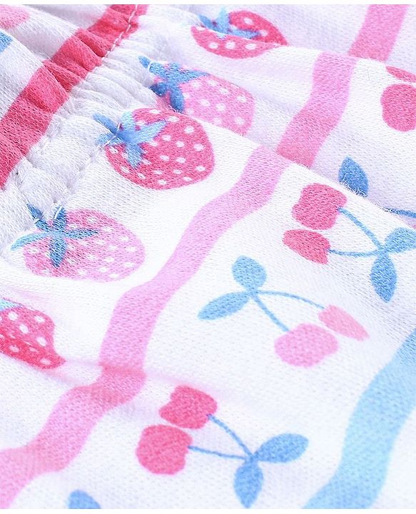 Babyhug Cotton Knee Length Diaper Pants Checks & Floral Print Pack of 3- Blue Pink & White