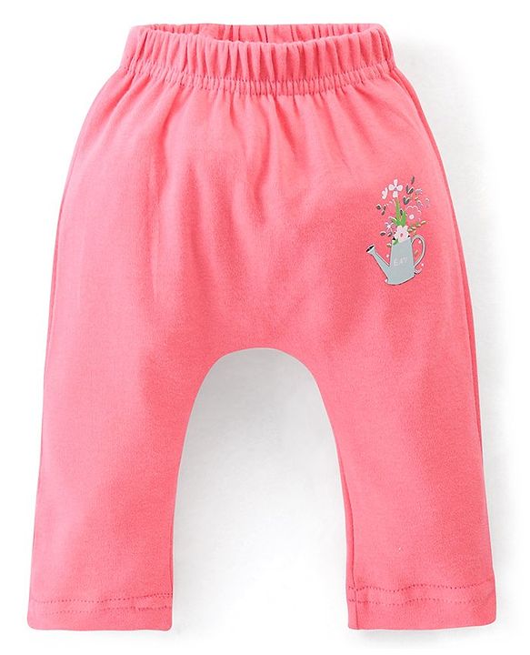 Babyhug Cotton Ankle Length Diaper Pants Floral & Dot Print Pack of 3- Pink White & Purple