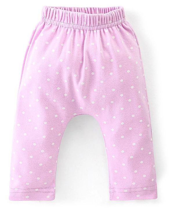 Babyhug Cotton Ankle Length Diaper Pants Floral & Dot Print Pack of 3- Pink White & Purple