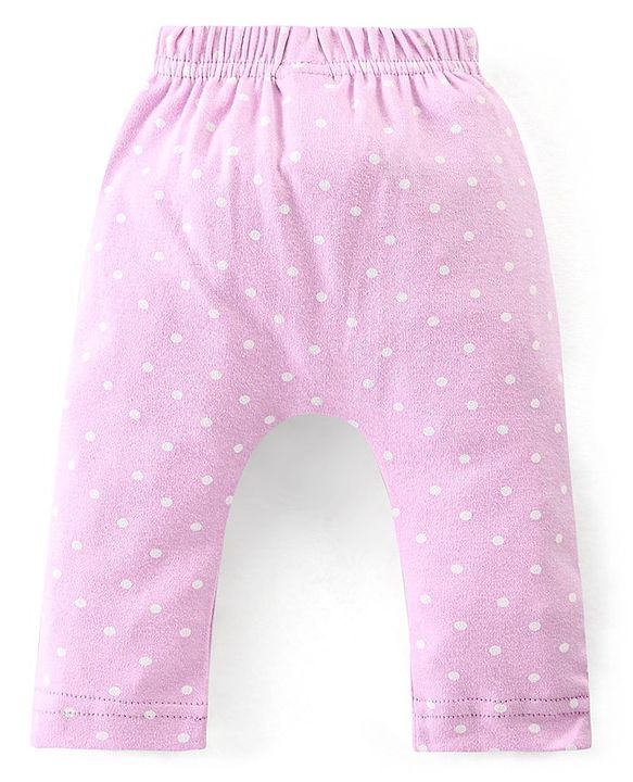 Babyhug Cotton Ankle Length Diaper Pants Floral & Dot Print Pack of 3- Pink White & Purple
