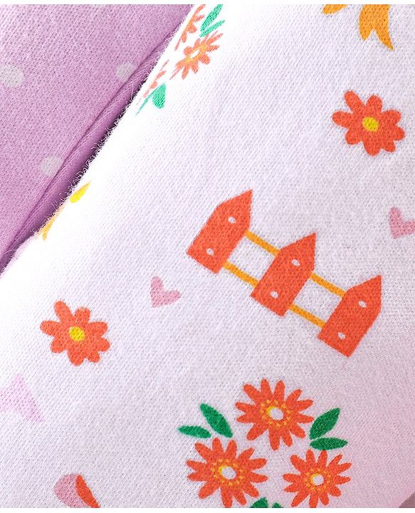 Babyhug Cotton Ankle Length Diaper Pants Floral & Dot Print Pack of 3- Pink White & Purple