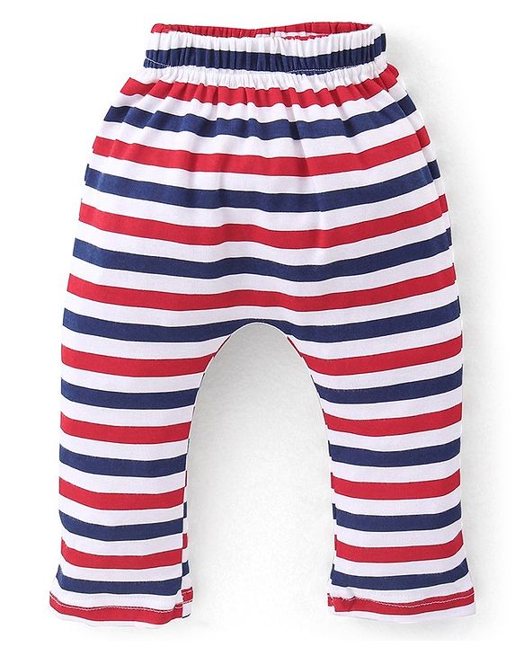 Babyhug Full Length Cotton Diaper Pants Astronaut Print Pack of 3 - Red & Blue