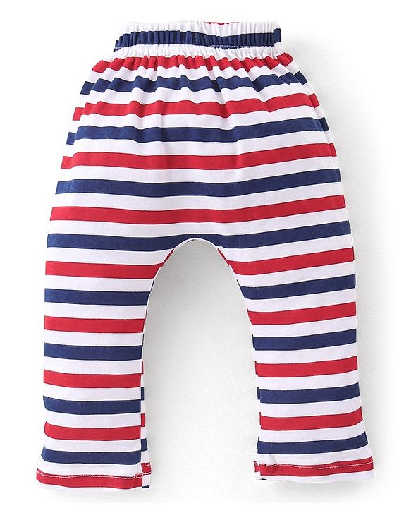 Babyhug Full Length Cotton Diaper Pants Astronaut Print Pack of 3 - Red & Blue