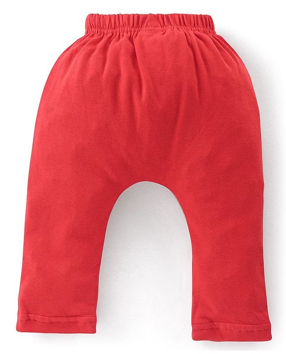 Babyhug Full Length Cotton Diaper Pants Astronaut Print Pack of 3 - Red & Blue