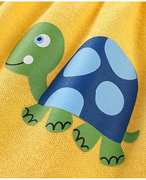 Babyhug Cotton Knee Length Diaper Pants Stripes & Turtle Print Pack of 3- Yellow Green & White