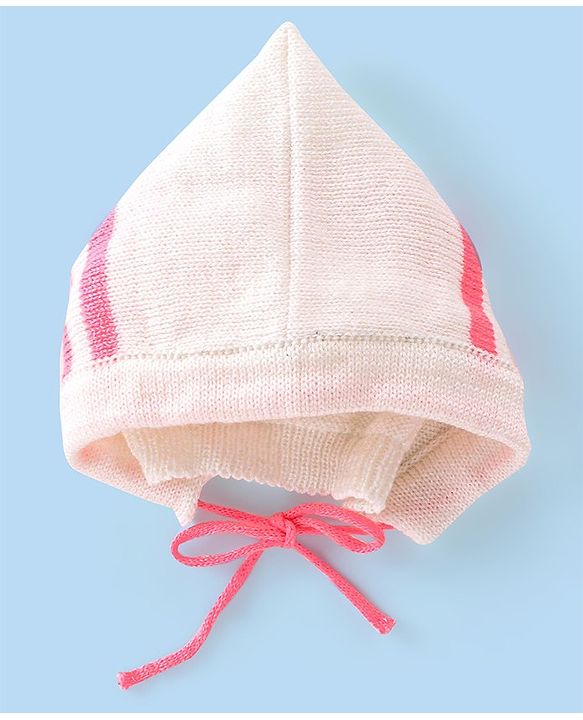 Babyhug Full Sleeves Striped Sweater Sets with Cap and Booties - Red & White
