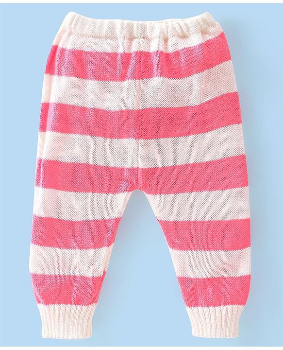 Babyhug Full Sleeves Striped Sweater Sets with Cap and Booties - Red & White