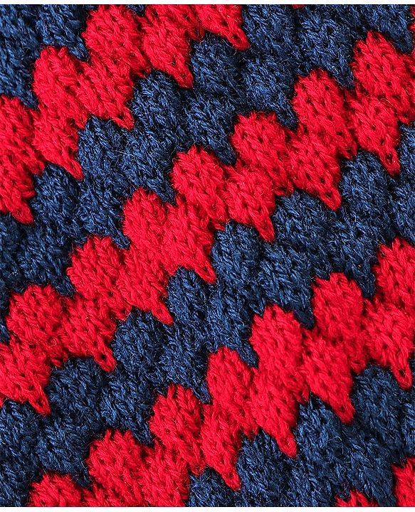 Babyhug Knit Full Sleeves Baby Sweater Set - Navy & Red