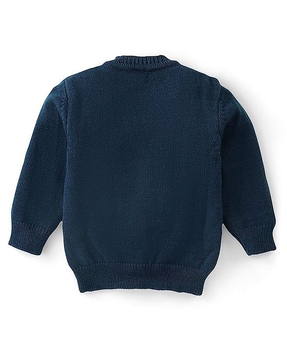 Babyhug Knit Full Sleeves Sweater Set Striped - Navy Blue & White