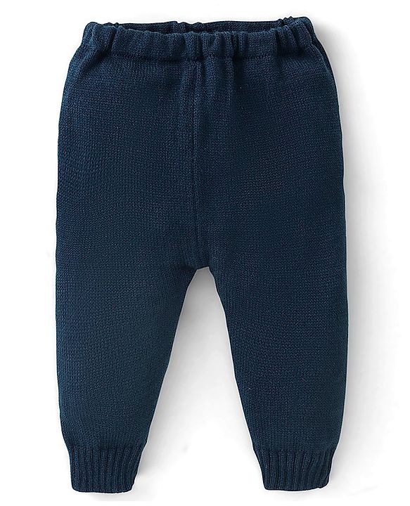 Babyhug Knit Full Sleeves Sweater Set Striped - Navy Blue & White
