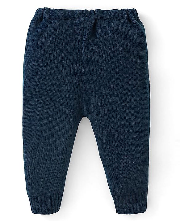 Babyhug Knit Full Sleeves Sweater Set Striped - Navy Blue & White