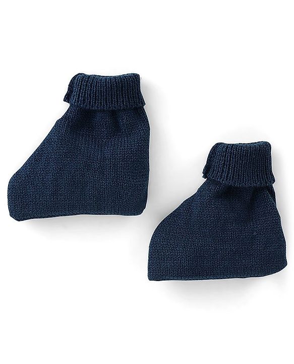Babyhug Knit Full Sleeves Sweater Set Striped - Navy Blue & White