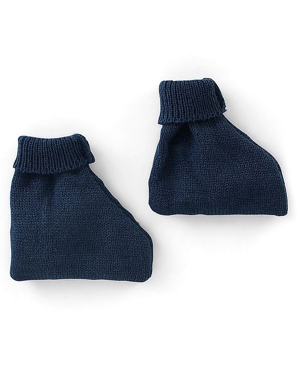 Babyhug Knit Full Sleeves Sweater Set Striped - Navy Blue & White