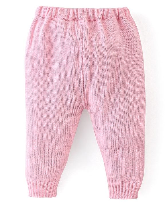 Babyhug Full Sleeves Sweater Set Striped with Cap - Pink