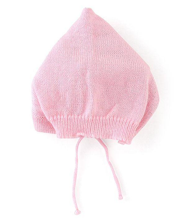 Babyhug Full Sleeves Sweater Set Striped with Cap - Pink