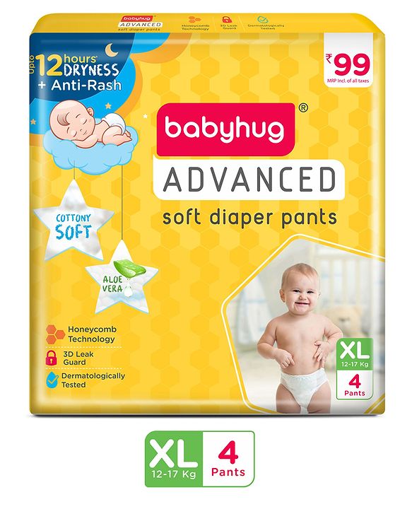 Babyhug Advanced Pant Style Diaper Extra Large (XL) - 4 Pieces