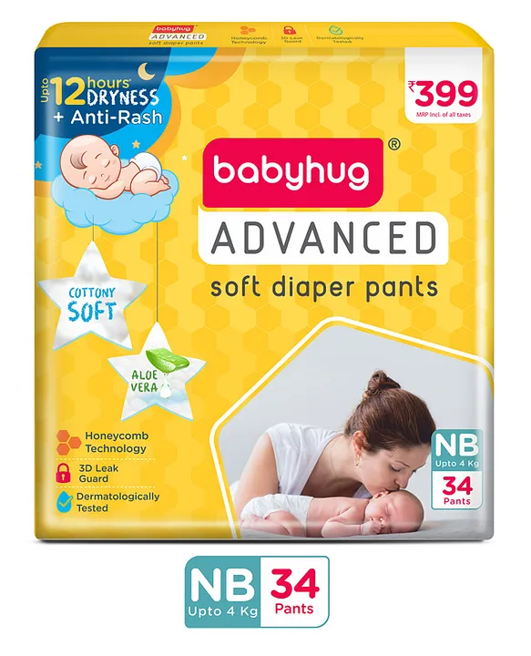 babyhug Advanced Pant Style Diaper - Medium (50 pieces) - ( Pack of 2 ) - M  - Buy 100 babyhug Pant Diapers | Flipkart.com