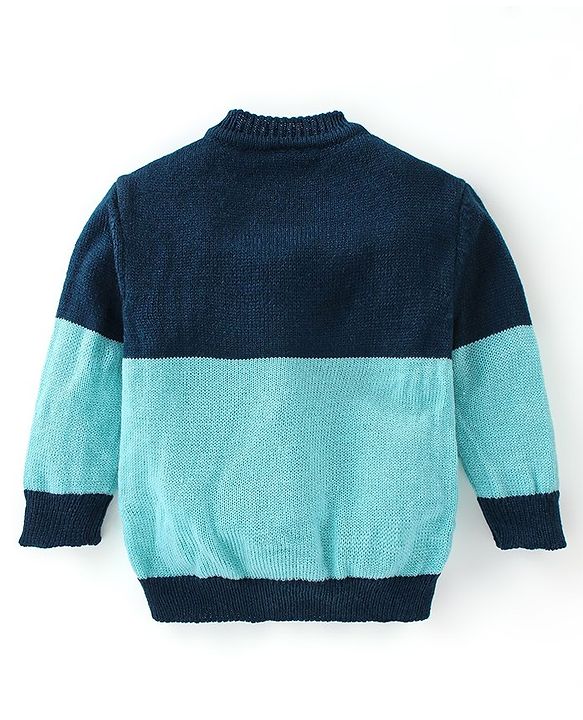 Babyhug Knitted Full Sleeves Sweater Set with Cap & Booties Cable Knit Design - Blue