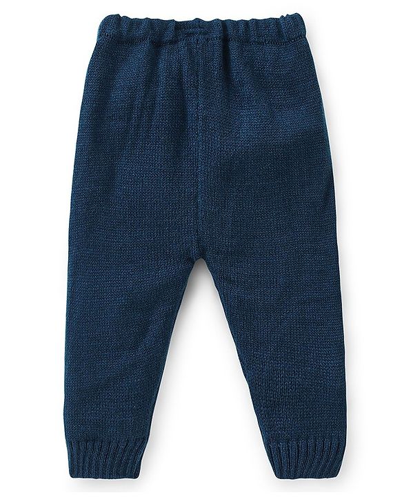 Babyhug Knitted Full Sleeves Sweater Set with Cap & Booties Cable Knit Design - Blue