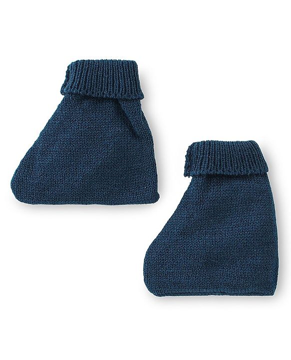 Babyhug Knitted Full Sleeves Sweater Set with Cap & Booties Cable Knit Design - Blue