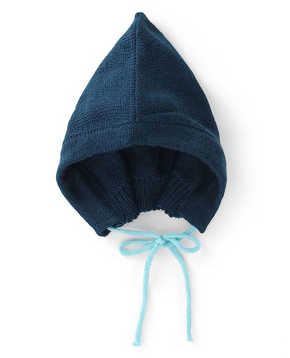 Babyhug Knitted Full Sleeves Sweater Set with Cap & Booties Cable Knit Design - Blue