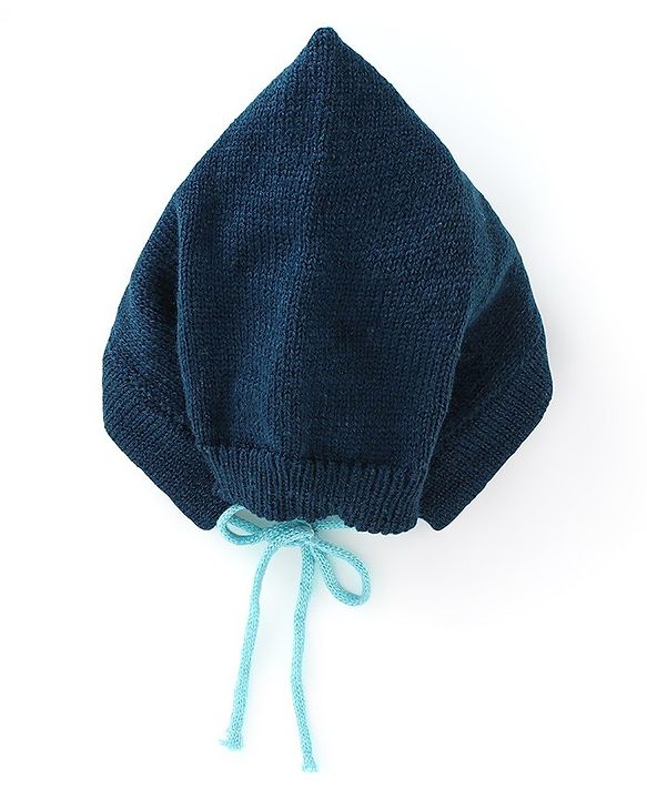 Babyhug Knitted Full Sleeves Sweater Set with Cap & Booties Cable Knit Design - Blue