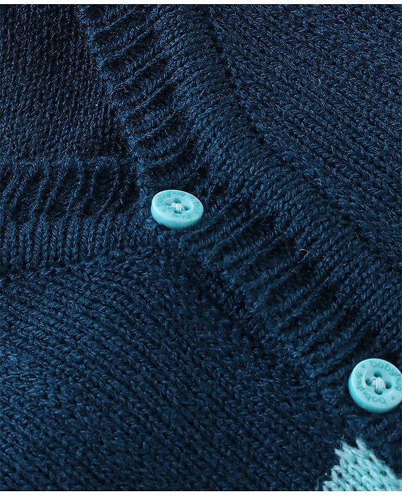 Babyhug Knitted Full Sleeves Sweater Set with Cap & Booties Cable Knit Design - Blue