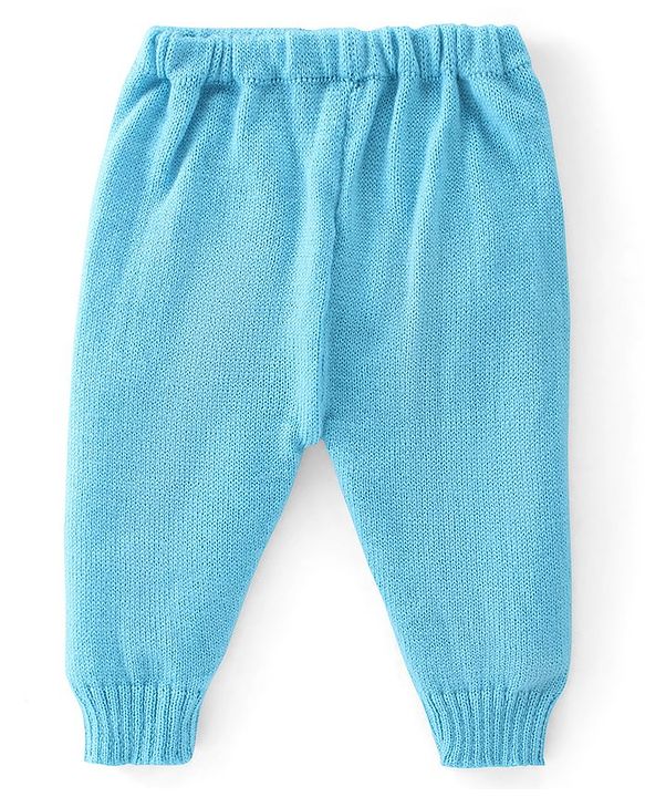 Babyhug Knitted Full Sleeves Sweater Set with Cap & Booties Cable Knit Design - Blue