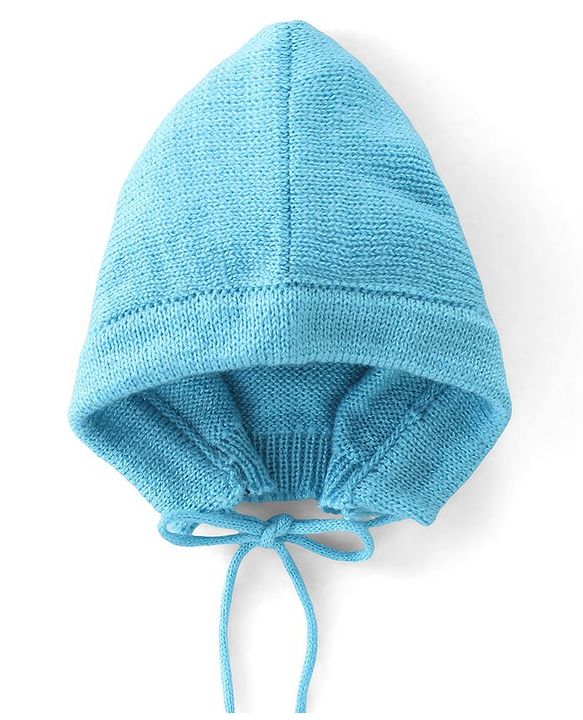 Babyhug Knitted Full Sleeves Sweater Set with Cap & Booties Cable Knit Design - Blue