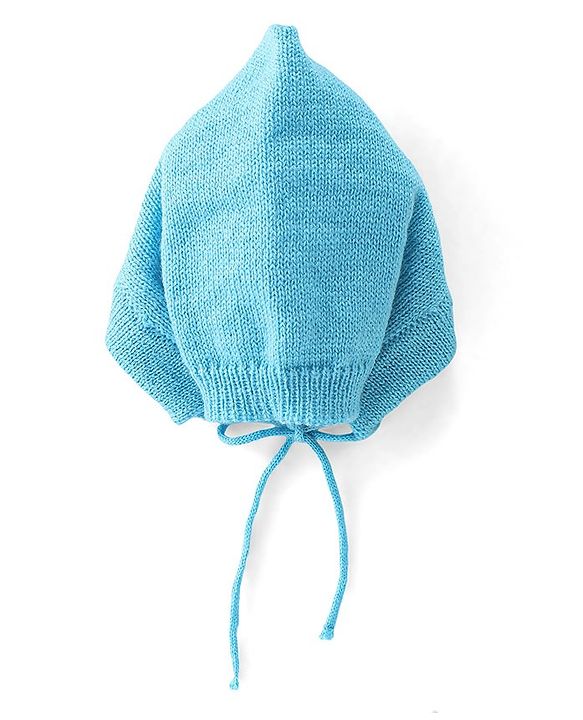 Babyhug Knitted Full Sleeves Sweater Set with Cap & Booties Cable Knit Design - Blue