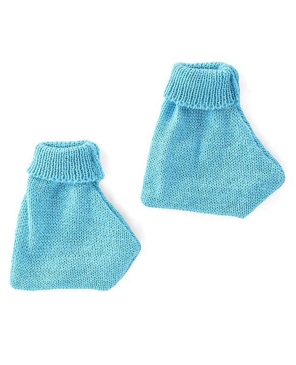 Babyhug Knitted Full Sleeves Sweater Set with Cap & Booties Cable Knit Design - Blue