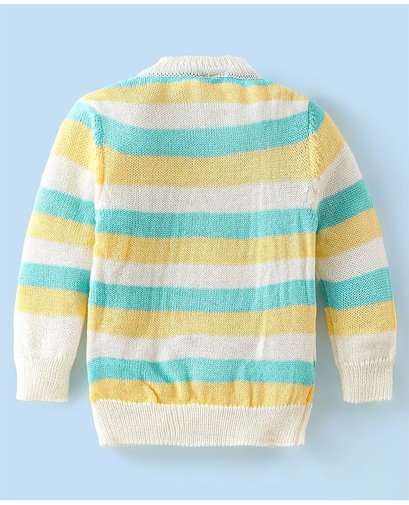 Babyhug Full Sleeves Striped Design Sweater Set with Cap & Booties - Multicolour