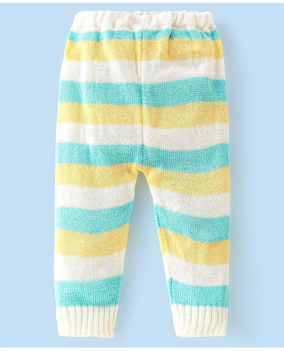 Babyhug Full Sleeves Striped Design Sweater Set with Cap & Booties - Multicolour