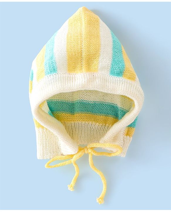 Babyhug Full Sleeves Striped Design Sweater Set with Cap & Booties - Multicolour