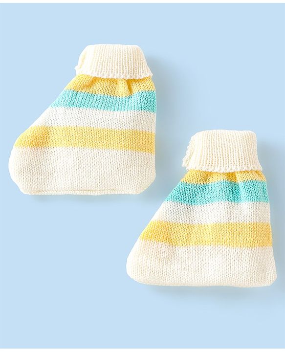 Babyhug Full Sleeves Striped Design Sweater Set with Cap & Booties - Multicolour