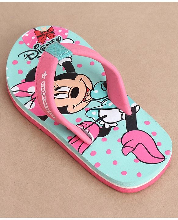 Cute Walk by Babyhug Slip On Flip Flops with Minnie Mouse Print - Pink