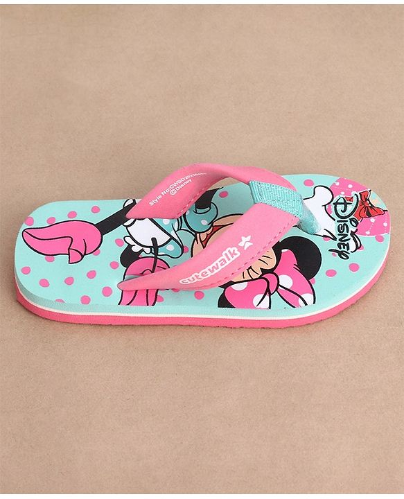 Cute Walk by Babyhug Slip On Flip Flops with Minnie Mouse Print - Pink