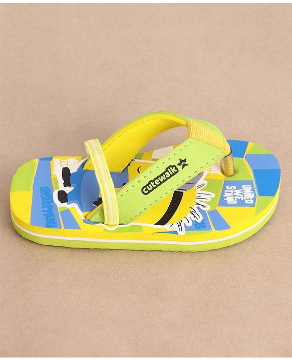 Cute Walk by Babyhug Slip On Flip Flops Minions Print - Yellow