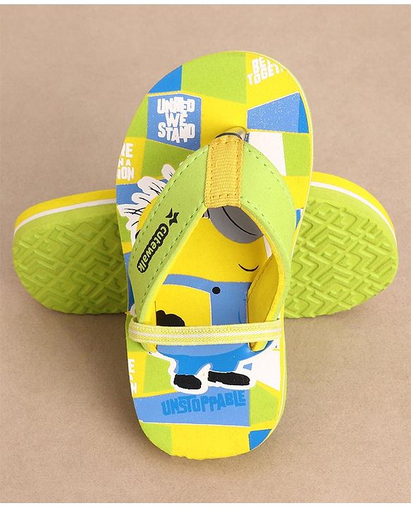 Cute Walk by Babyhug Slip On Flip Flops Minions Print - Yellow