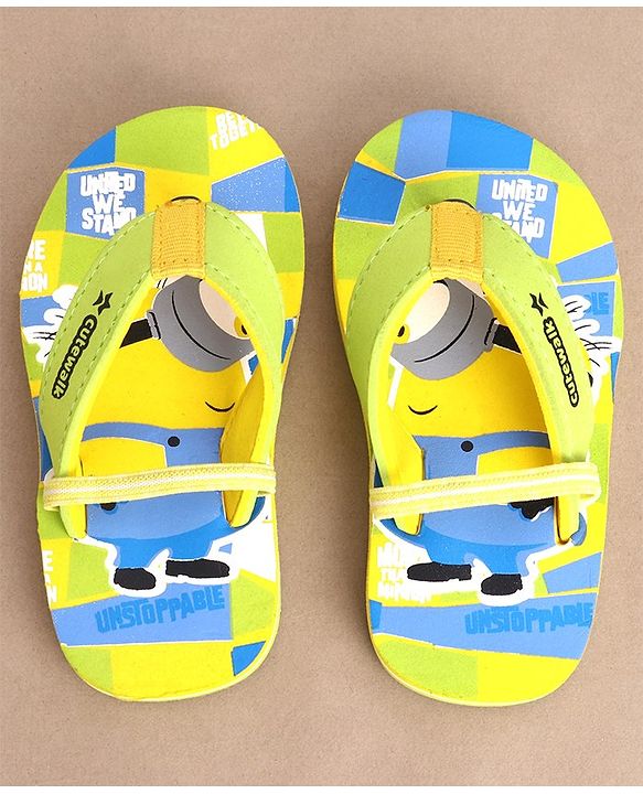 Cute Walk by Babyhug Slip On Flip Flops Minions Print - Yellow