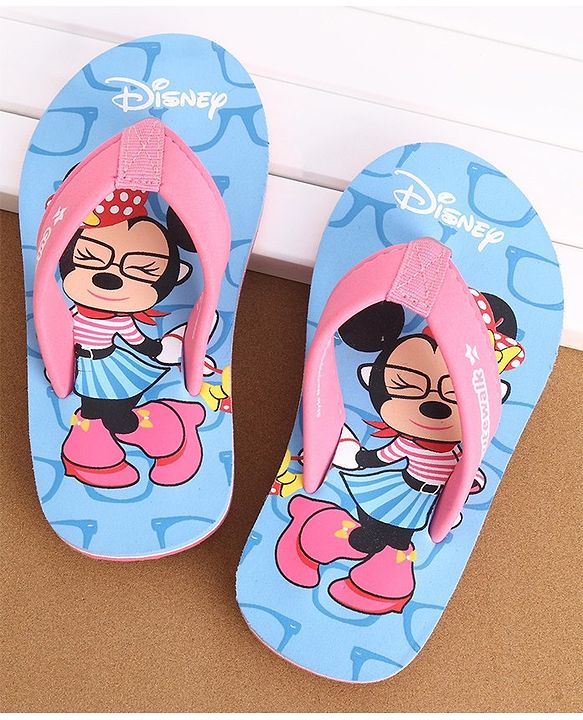 Cute Walk by Babyhug Minnie Mouse Printed Slip On Flip Flops - Blue