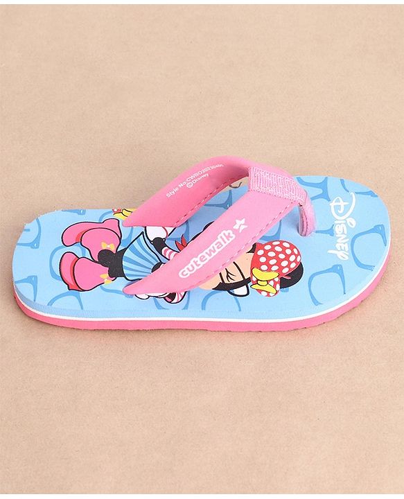 Cute Walk by Babyhug Minnie Mouse Printed Slip On Flip Flops - Blue