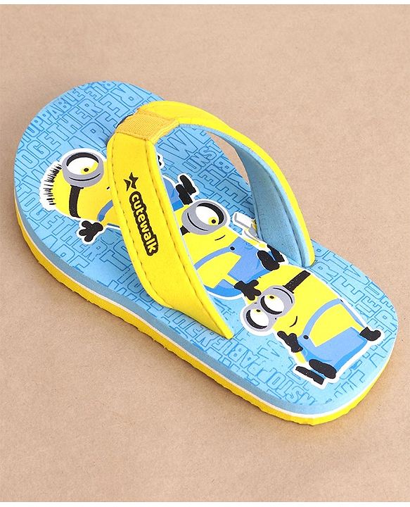 Cute Walk by Babyhug Flip Flops Minions Print - Blue