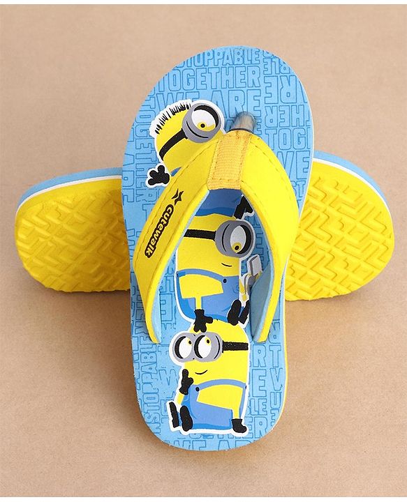 Cute Walk by Babyhug Flip Flops Minions Print - Blue